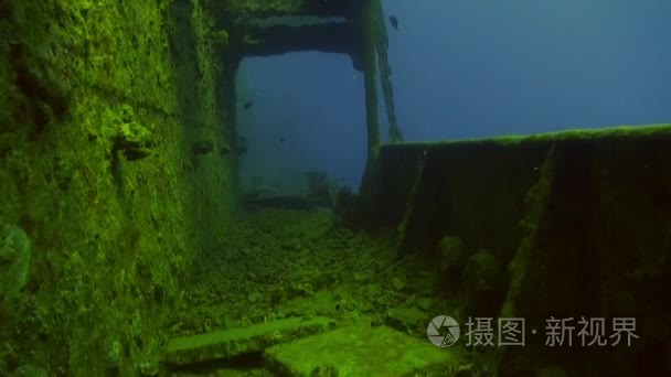 海床海底红海沉船甲板视频