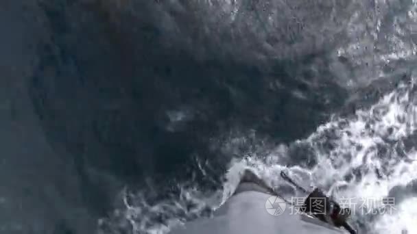 船头船切断太平洋的水视频