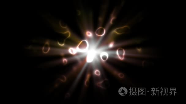 摘要图中的光在屏幕的中心闪烁  在小点的抽象运动背景下移动和消失。环形高清背景演示  视频广告3