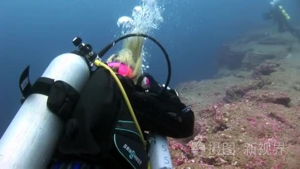 海底潜水水下潜水员视频