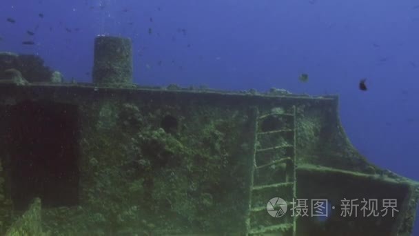 水下红海沉没船甲板视频