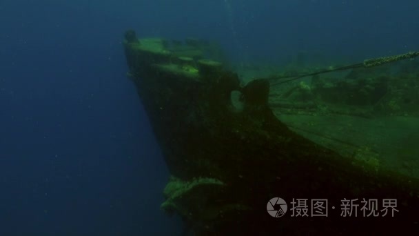 水下红海沉没船甲板视频