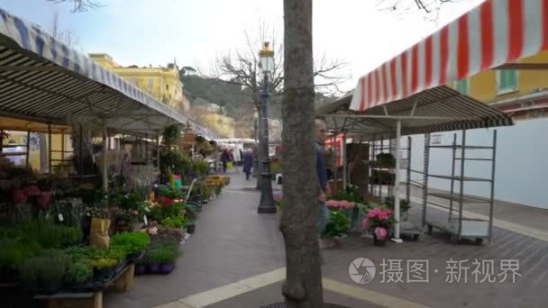 法国尼斯古城的著名露天市场视频