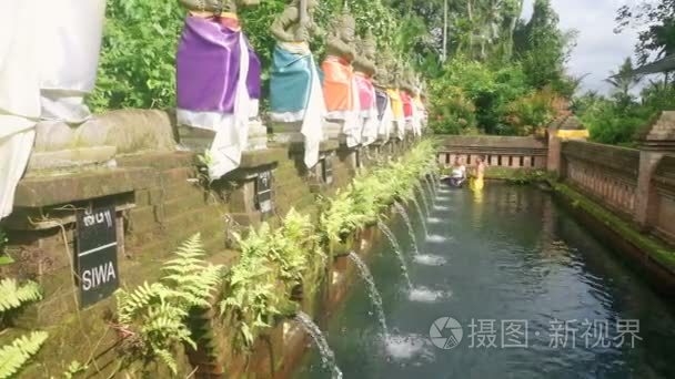 净化仪式沐浴在巴厘岛寺庙视频