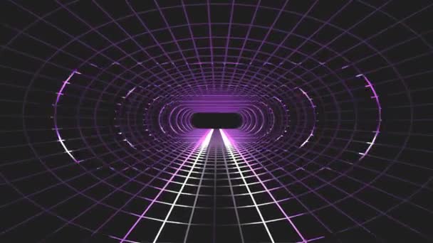 无尽的霓虹灯能源网格网网络复古 vr 隧道飞行运动图形动画背景无缝