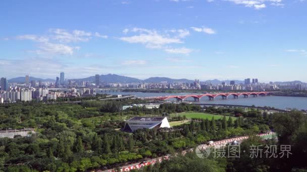 汉城城市风貌与汉江视频