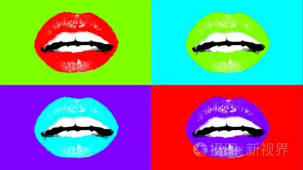 生动色彩的人唇动画视频