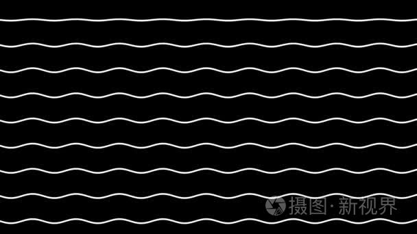 白色波浪线在黑色背景上向上移动短视频