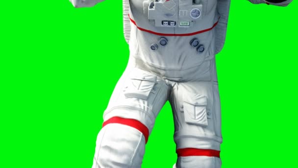 宇航员在太空中悬浮绿色屏幕逼真的4k动画
