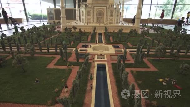 在迪拜公园和度假胜地的 Miniland 加州的乐高小块制作的模拟 ups 泰姬陵展览视频