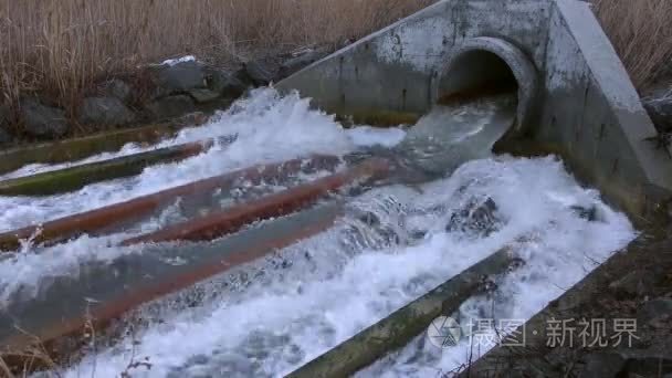 污水排放入池塘视频