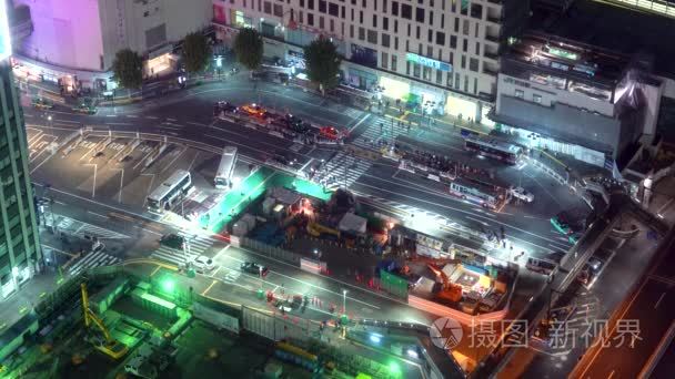 日本涩谷公交总站鸟瞰图视频