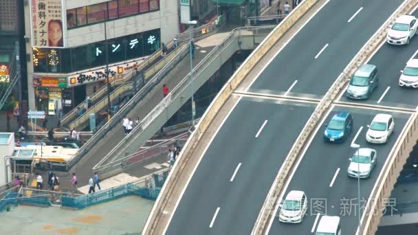 东京涩谷一条高速公路鸟瞰图视频