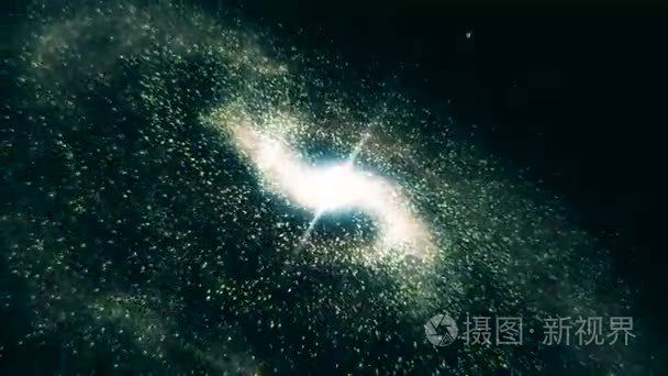 旋转螺旋星系-深空探测。星与星云空间中的星系动画