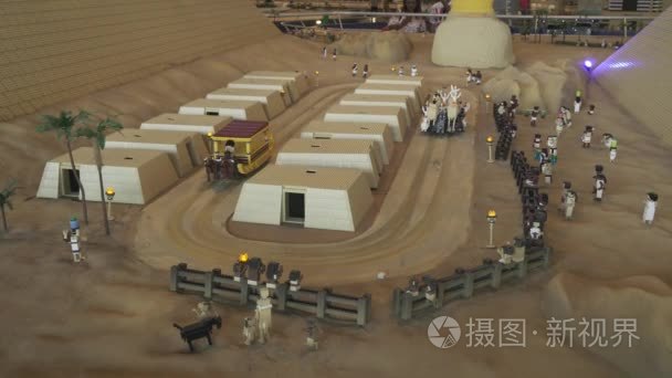 在迪拜公园和度假胜地的 Miniland 加州的乐高小块制作的埃及模型展览视频视频