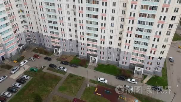 俄罗斯莫斯科住宅楼庭院顶部视频