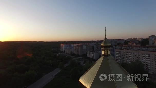 乌克兰利沃夫建筑教堂鸟瞰图视频
