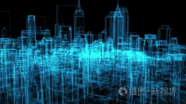 城市3d 渲染的线框模型