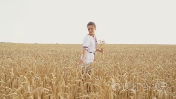 在乌克兰的民族服装的女孩