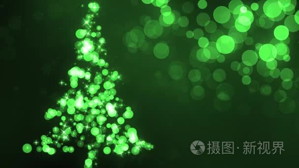 绿色闪闪发光的圣诞树视频