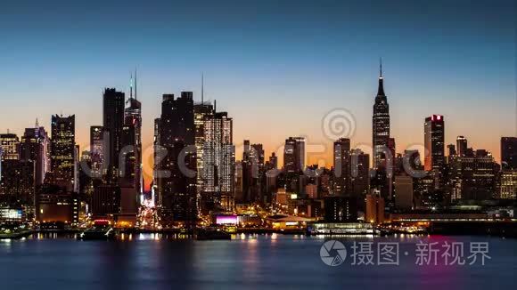 曼哈顿中城从夜晚到白天的转变视频