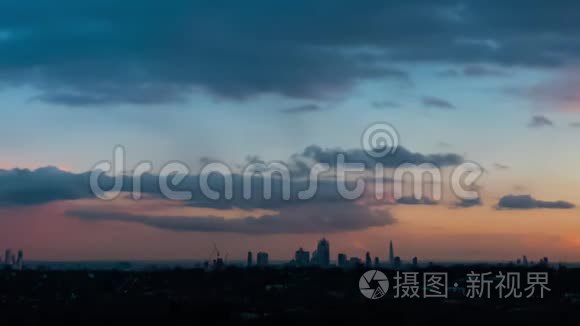日落时的伦敦城市天际线视频