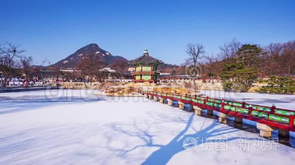 韩国首尔京畿宫时差冬雪视频