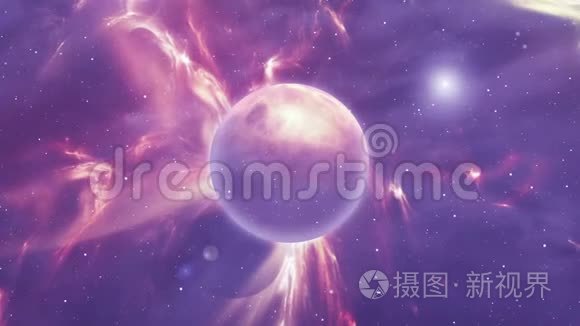 有行星和星云的太空场景视频