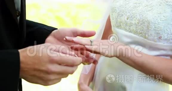新郎新娘交换结婚戒指视频