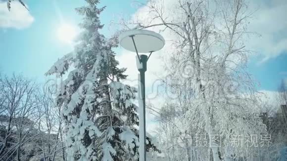 寒冷的雪冬在城市视频