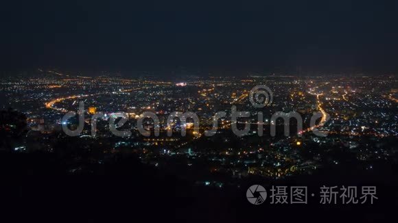 泰国清迈市区新年庆祝烟花