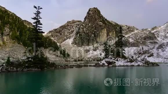 加拿大山景中冰川湖的时间流逝视频