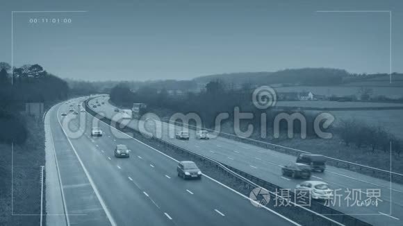 高速公路上通过的闭路电视车辆视频