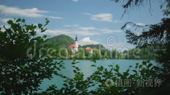 斯洛文尼亚的布莱德湖风景视频