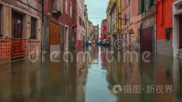 被洪水淹没的意大利城市之路视频
