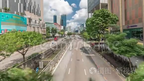 新加坡中心区的街道和城市交通视频