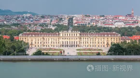 奥地利维也纳著名的圣布伦宫与大花园的美丽景色