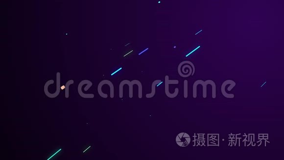 流星雨的抽象色彩斑斓的线状粒子在太空中闪闪发光。