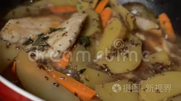 用胡萝卜和土豆煮鸡肉视频