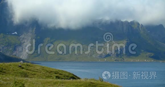 洛福顿，雷恩静态拍摄北欧峡湾