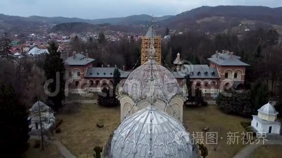 东正教修道院的空中镜头