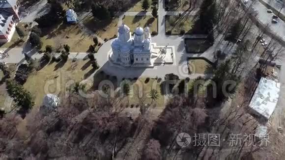 东正教修道院的空中镜头