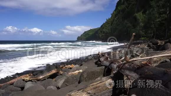 夏威夷大岛威比奥湾黑沙滩视频