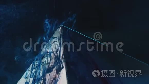 彩色滴流星系蓝色闪光烟雾云视频