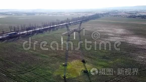 电力线路电力电缆航空视频