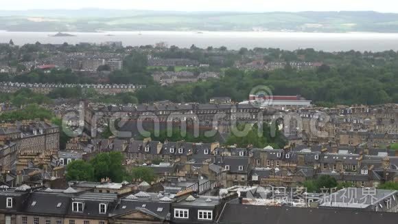 苏格兰爱丁堡屋顶城市景观视频