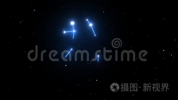 美丽星夜背景下的双子星座