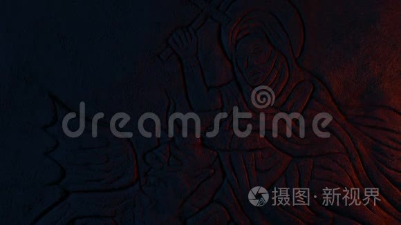 人类摔跤魔鬼古代雕刻点亮视频