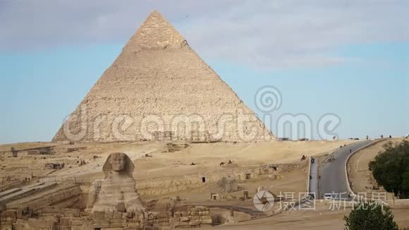 埃及开罗吉萨谷大金字塔的时代视频