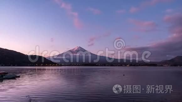 山 黎明时分的富士和川川子湖视频
